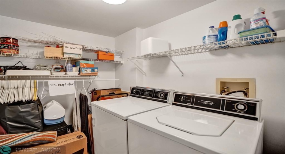 Full size washer/dryer in laundry room