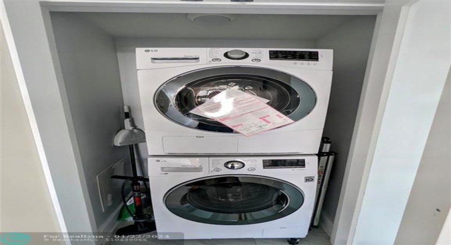 Washer dryer inside the unit