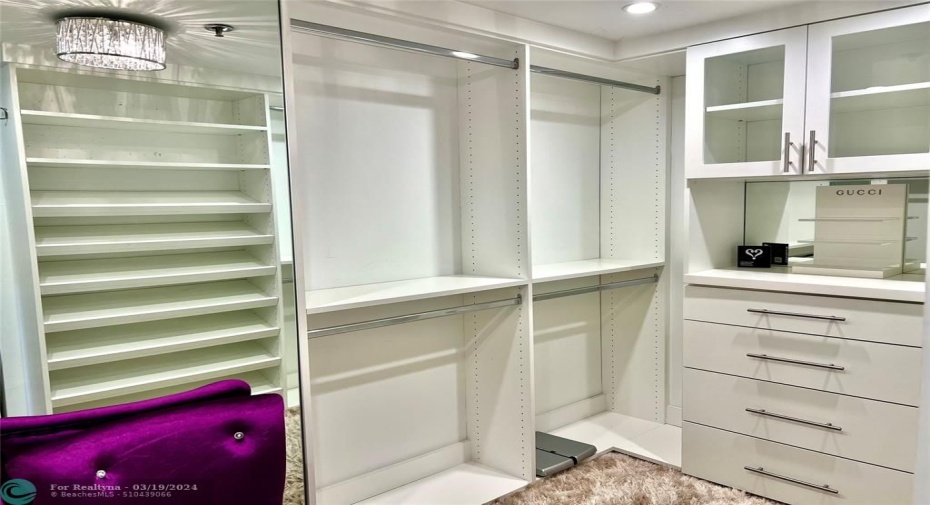 Spacious walk-in custom closet