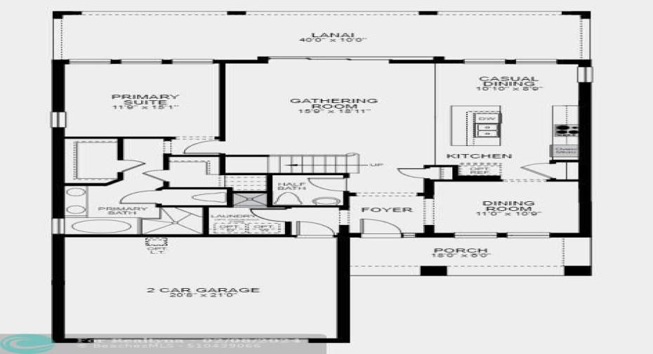 Structural options include: Canvas overture package, keyless pad for garage door, pendant lights, Kitchen U/M Sink Vault Apron Front SS, gourmet kitchen, dog wash, outdoor kitchen rough-in, 8' interior doors, double pre-hung doors study, floor outlet, washer/dryer, fridge, 4 flush mount LED's gathering room, exterior color scheme #13A.