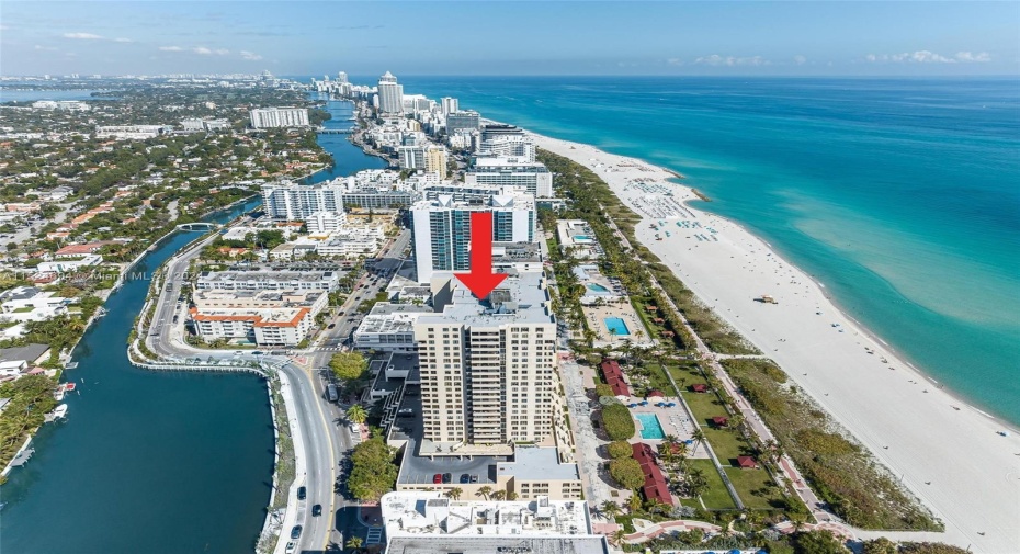 Club Atlantis ~ Amazing location! Front structure faces Miami Skyline & back structure faces, boardwalk, private pool & beach ~ Ocean Front Property.