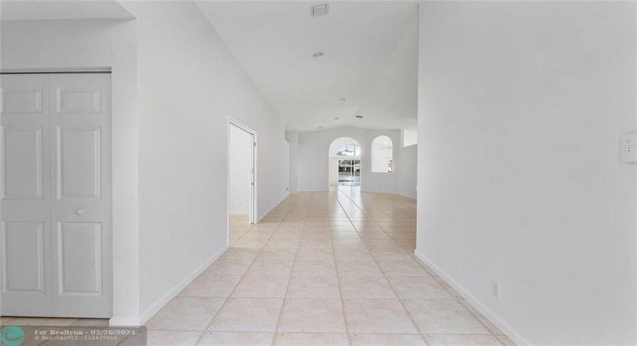 Entry way with long garden view