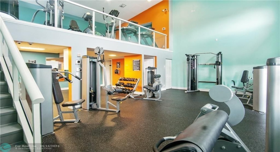 2 story fitness room with cardio & weights