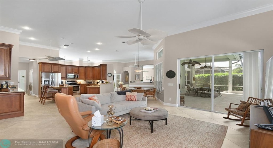 FAMILY ROOM HAS DIRECT ACCESS TO THE POOL AREA