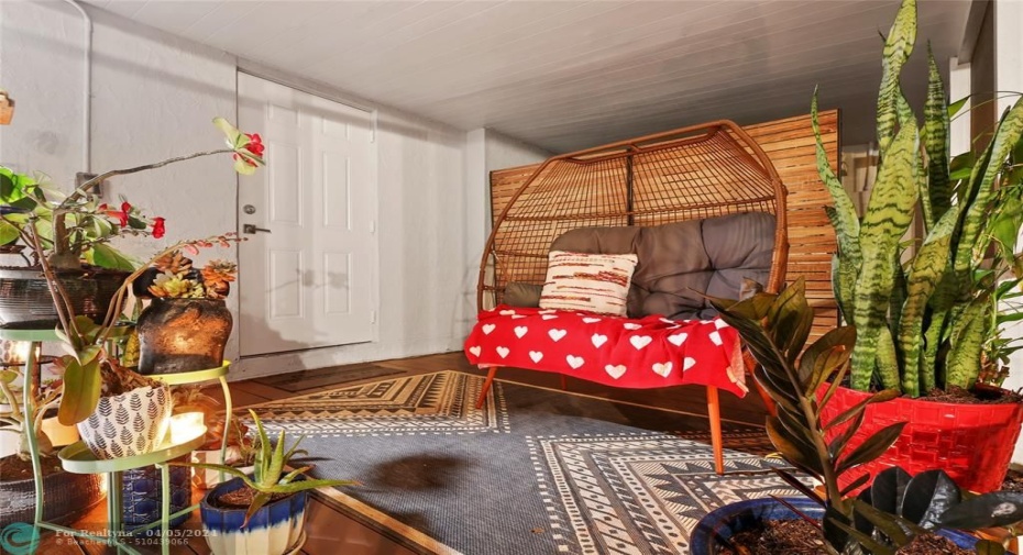 Perfect covered screened spot to read on a sunny or rainy day