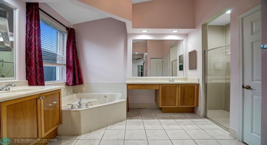 Huge main bathroom with soaking ub and standup shower
