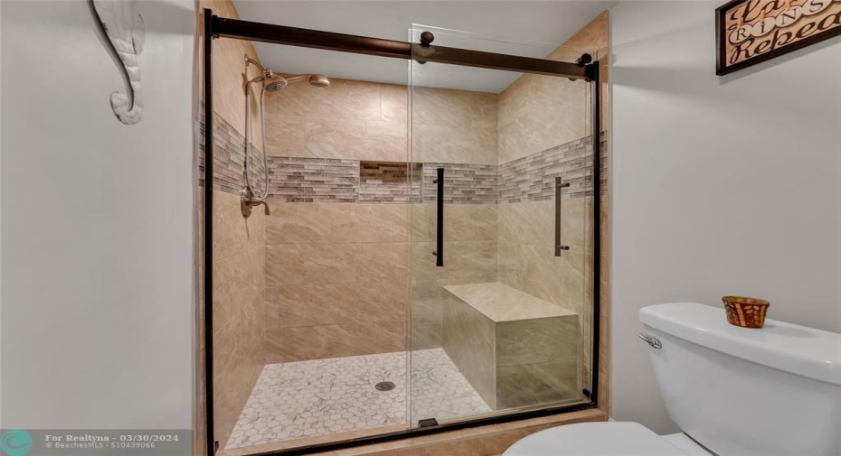 New Shower with sitting area