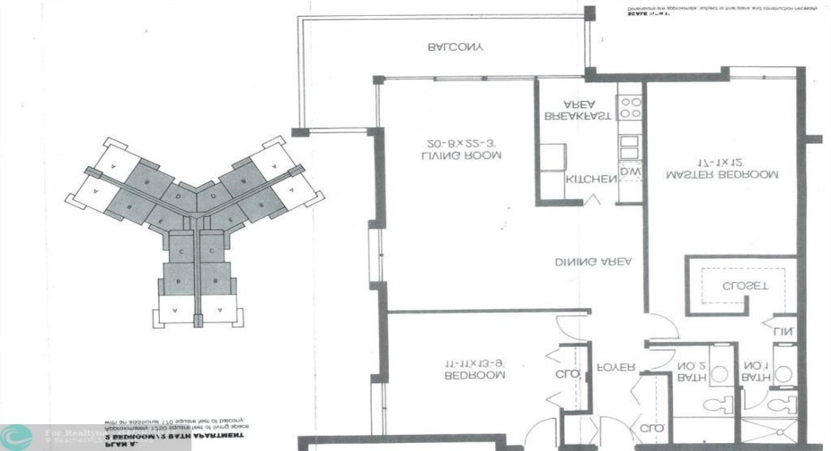 Split Floor Plan - 1250 SF Corner Unit