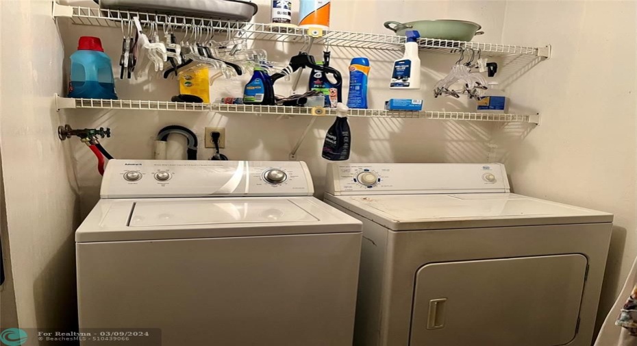 WASHER AND DRYER, INTERIOR LAUNDRY ROOM/STORAGE ROOM