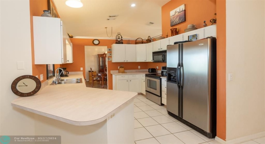 Kitchen with matching stainless appliances.