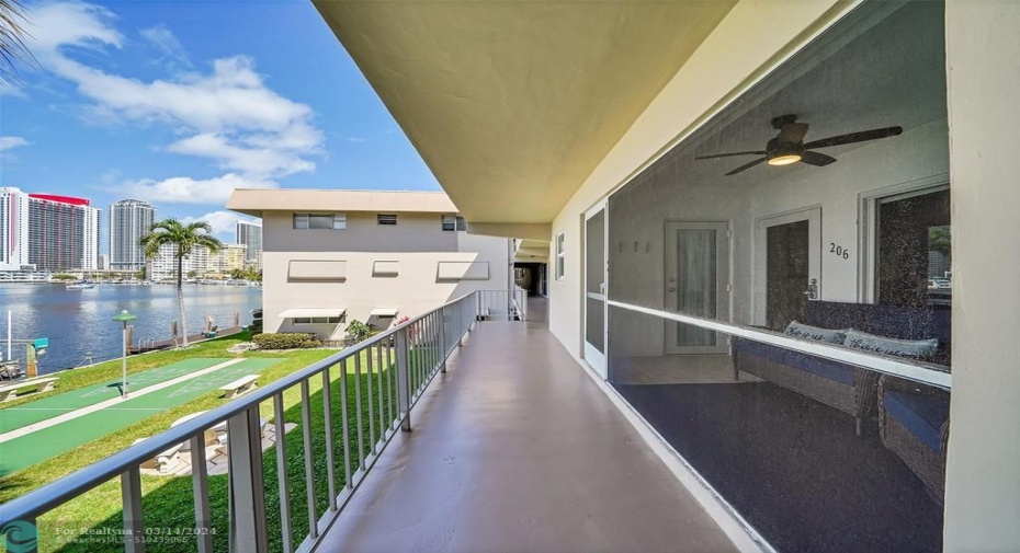 Walkway to stairs and elevator