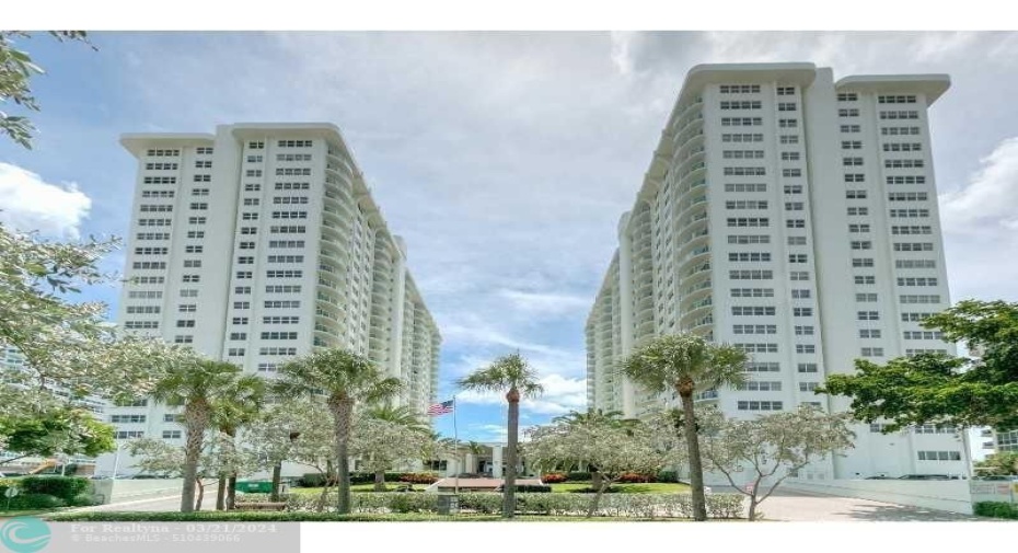 Southpoint: two 22 story towers (South tower on the right, North tower on the left), connected by the beautiful lobby. All apartments have washer and dryers in the units, under building assigned parking, and a healthy fully funded reserve fund.