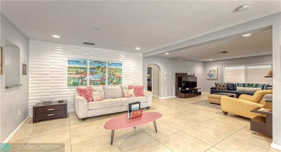 Main House Expansive Living Room with ROKU TV Open Concept.