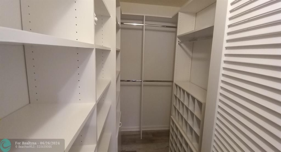 Walk-in master closet with built-ins
