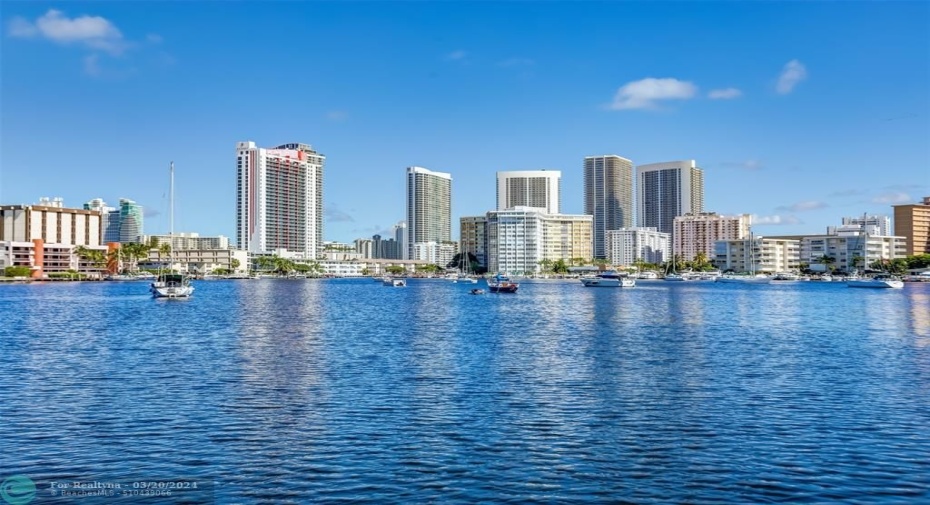 VIEW OF THE GOLDEN ISLES LAKE AND HALLANDALE BEACH