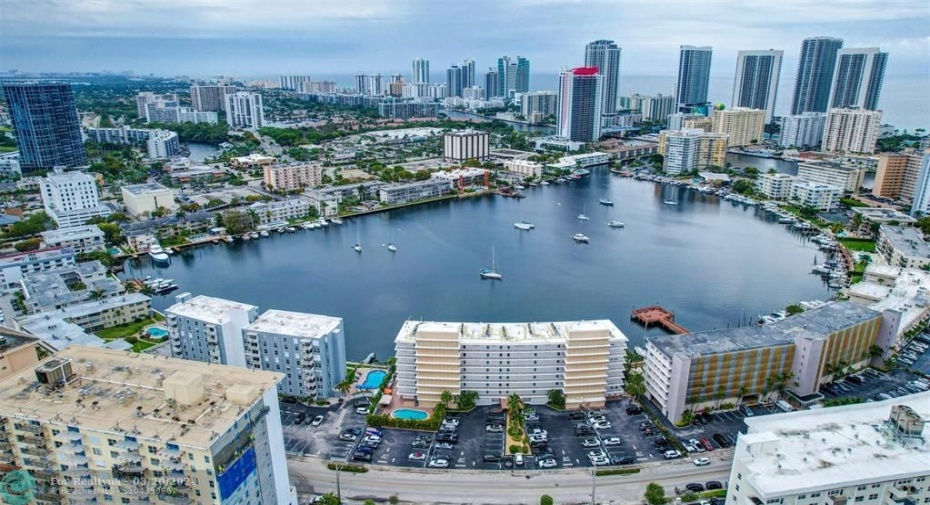 VIEW OF PARADISE TOWERS AND THE GOLDEN ISLES LAKE