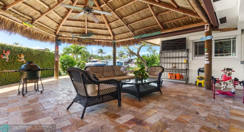 Fantastic 408 sq.ft. Tiki hut recently re thatched and ready for you to enjoy!