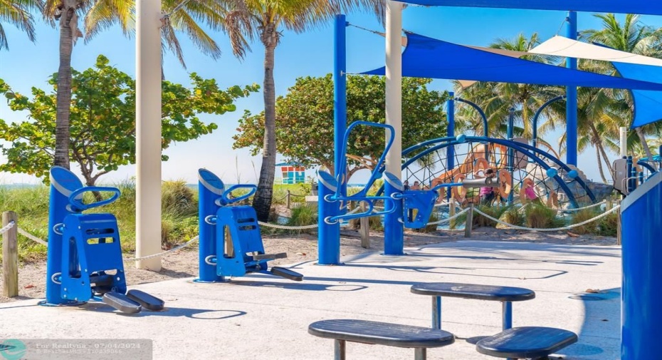 Our awesome beachside work out area, just north of the Fisher Family Fishing Pier