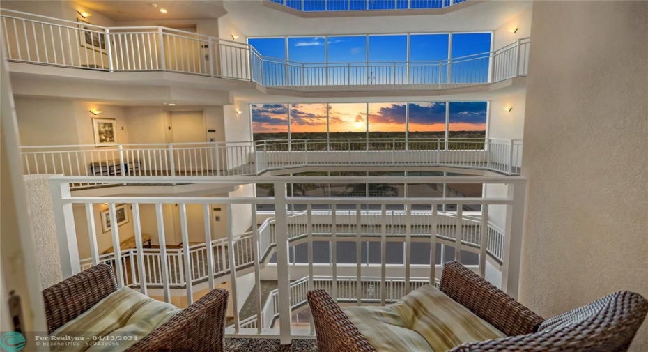 Atrium balcony for private showing of the sunset
