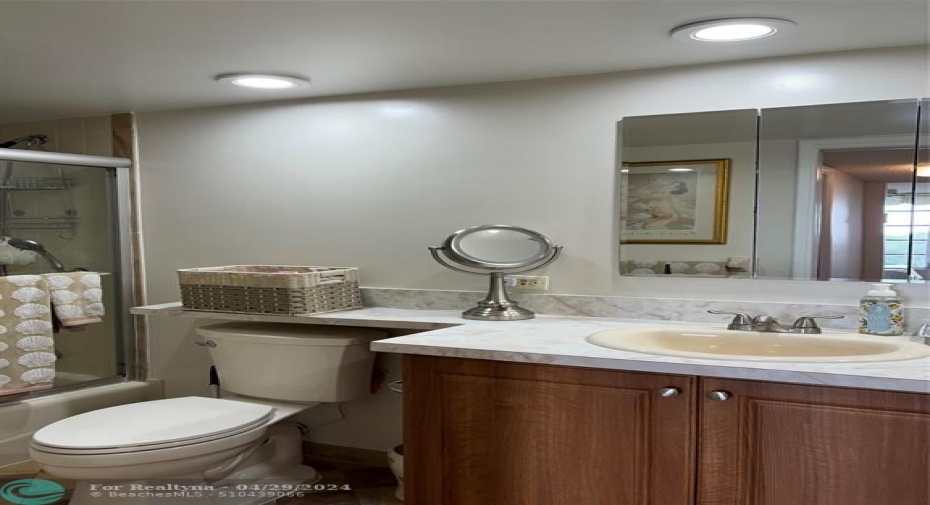 New Kohler toilet and fixtures highlight the master bathroom.