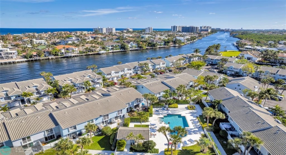 Meticulous Landscaping and community Pool located in the tonwhome community of Boca Quay