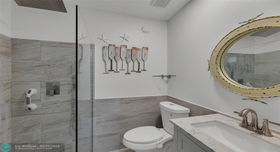 Master bathroom is nicely updated and offers a walk in shower