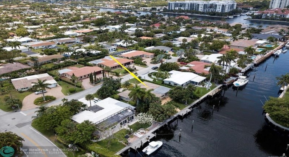 Aerial of Home and Canal to Intracoastal Waterway
