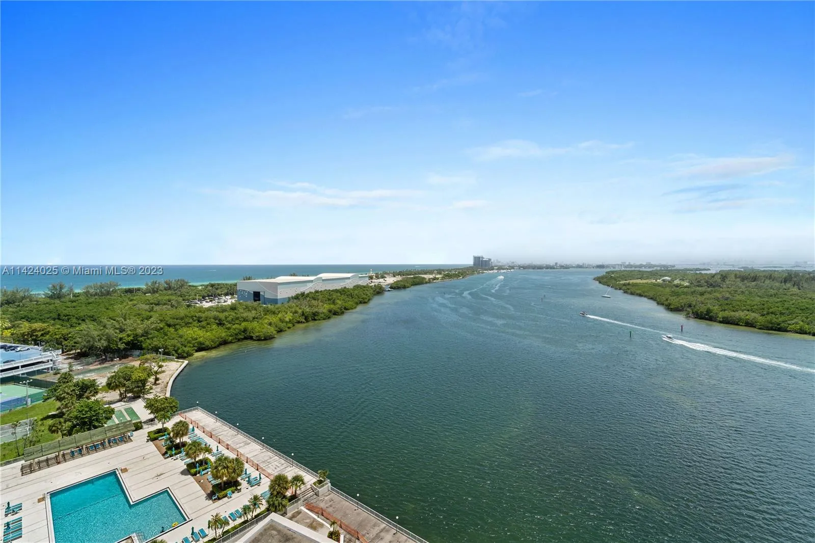 View from Living Room and Bedrooms!  The Ocean to the left, the intercoastal in front, and Oleta River Park to the right!
