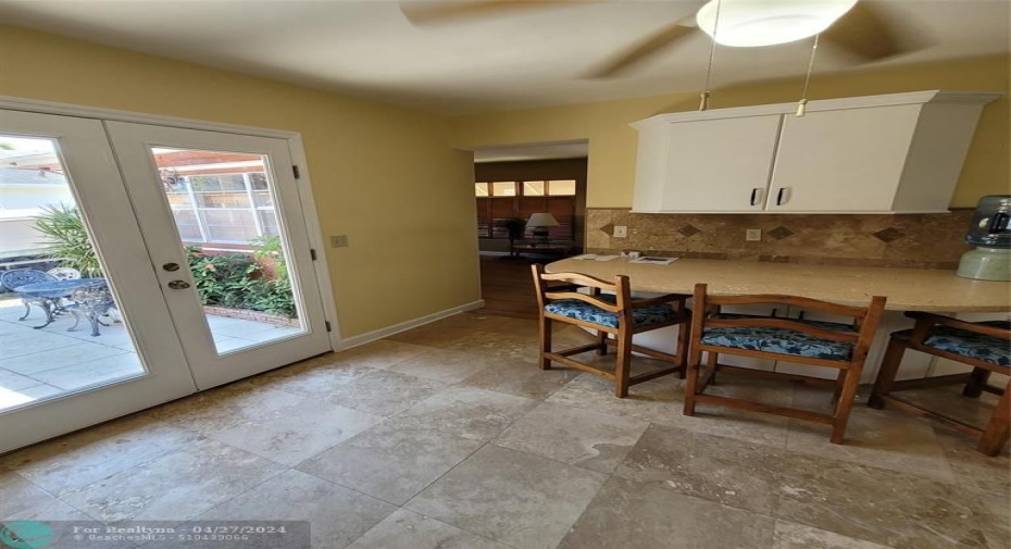 Kitchen (saturno marble flooring & sand/seashell concrete countertops)