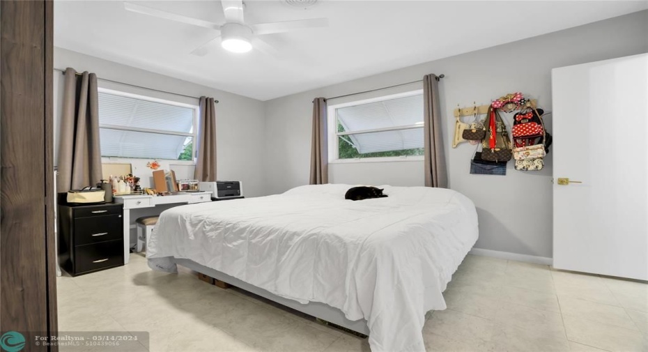 Enjoy the Waterview from the south bedroom window. Brand new ceiling fan w remote control.