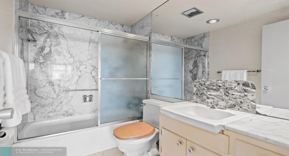 Marble walls on bathroom