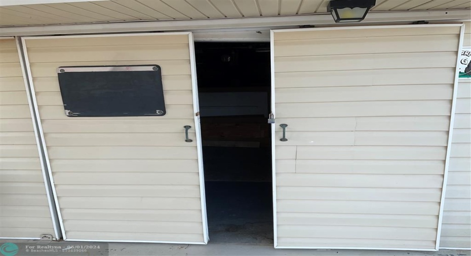 Double doors to storage room