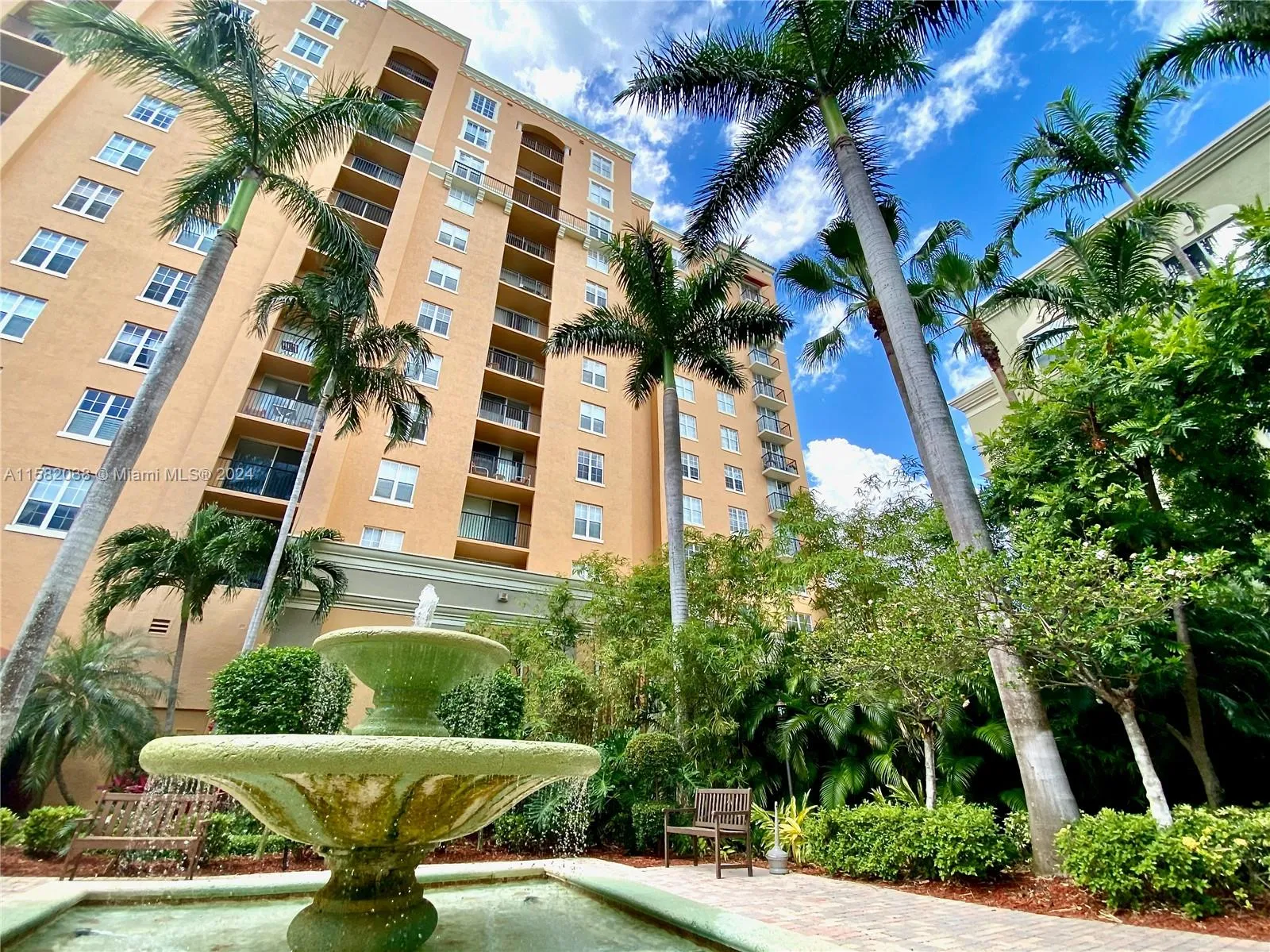 The Tower Condominium, West Palm Beach.  The Courtyard.
651 Okeechobee Blvd., #206, West Palm Beach, Florida.