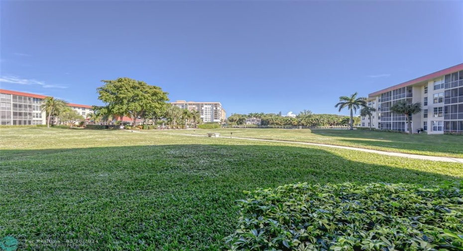 Great green space with intracoastal views and easy access to pool and clubhouse