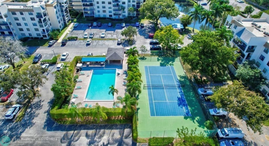 Pool and tennis court