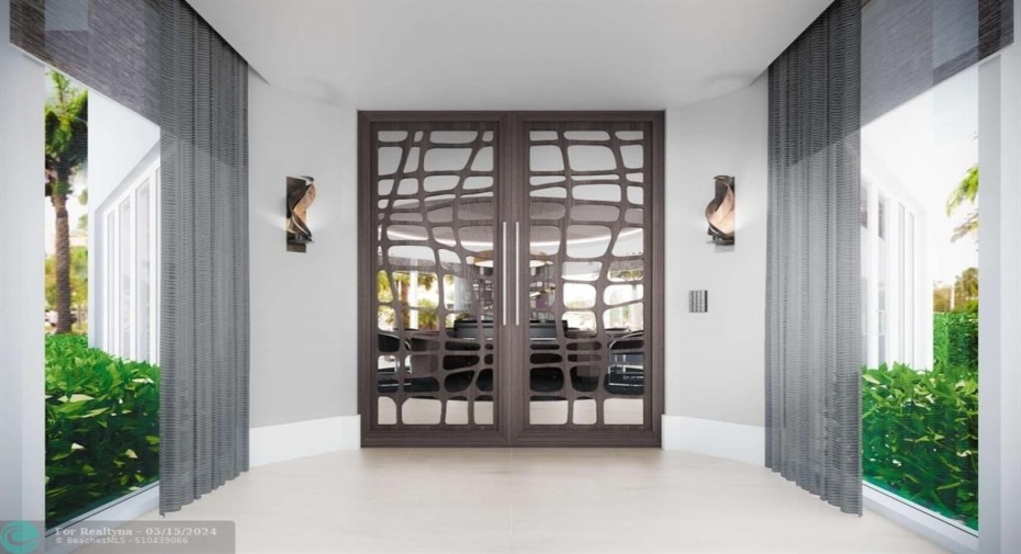 Contemporary Double Door Entry to Piano Lounge Room