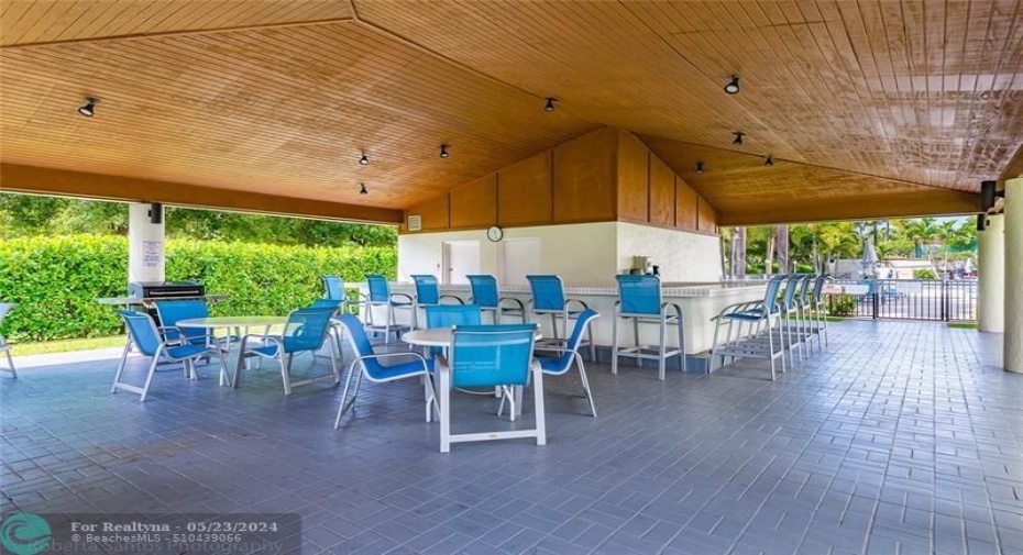 The perfect place to enjoy an outdoor meal; the pool pavillion area has 2 refrigerators, and a microwave.