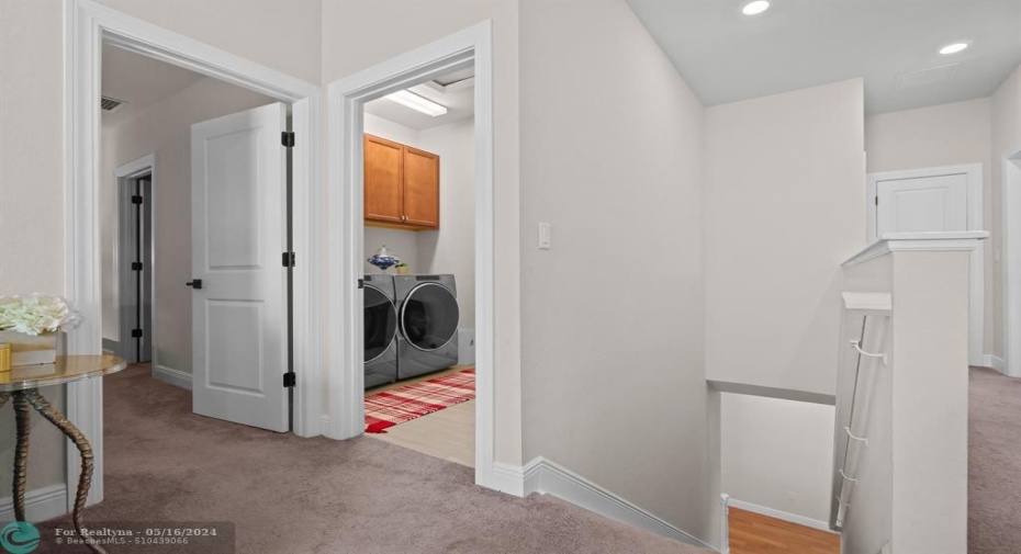 Laundry is located on second floor where it is needed.