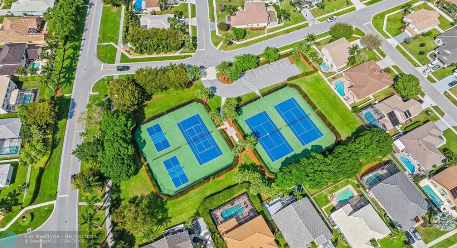 6 tennis courts, an active tennis program, 2 pickle ball courts