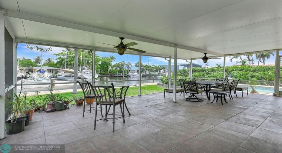 Large Screened Porch with view of New River