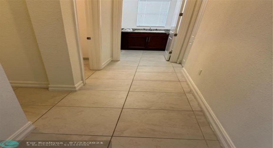 Hallway to the from living room to bedrooms and bathrooms.