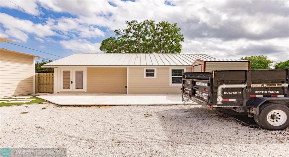 Back entry view with double door, back porch