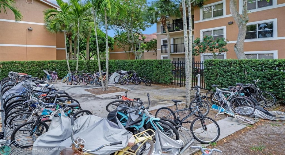 fenced bike storage area