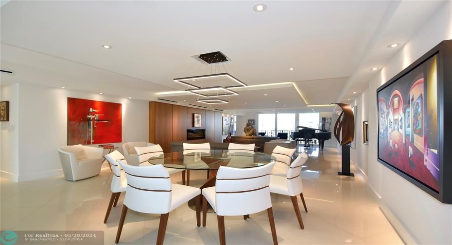 Notice that areas in this very large space are defined by ceilings and lighting rather than partitions.