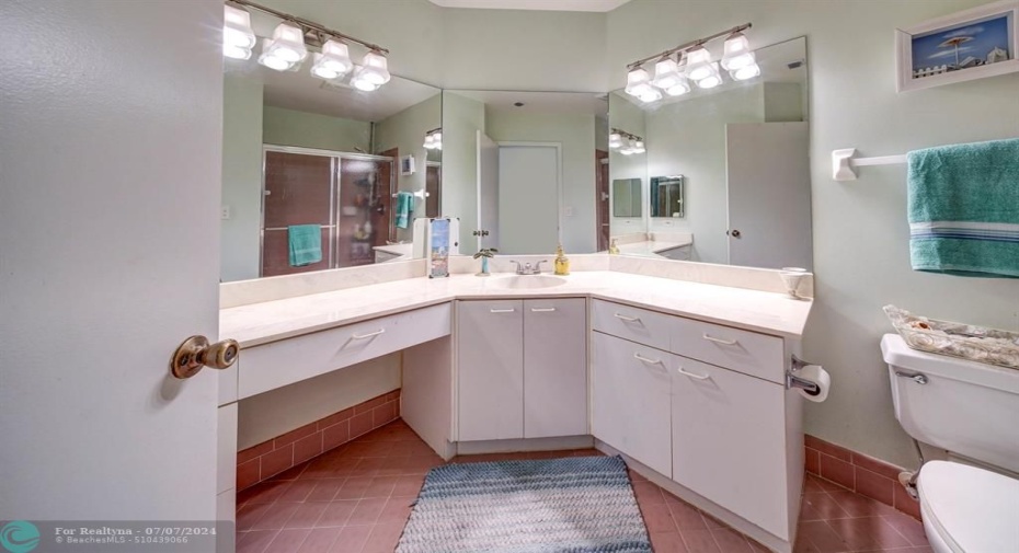 Your master bath counter has room for all of your toiletries.
