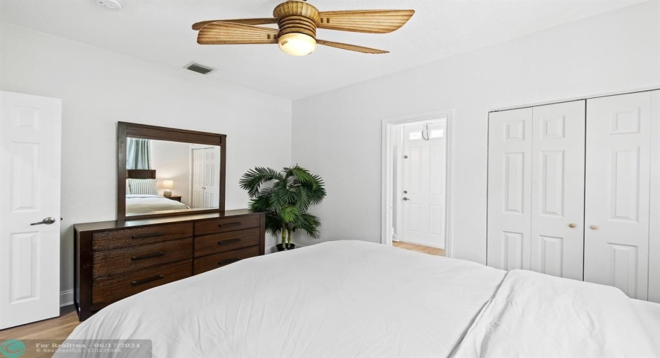 Guest room 1, located on first floor, featuring full cabana bath with private entrance