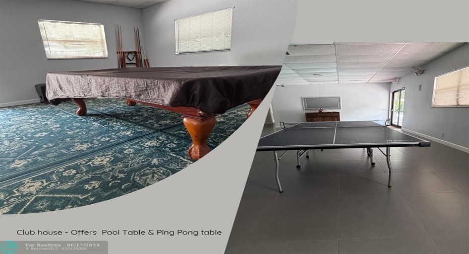 Club house offers Pool Table and Ping Pong Table for everyday fun!