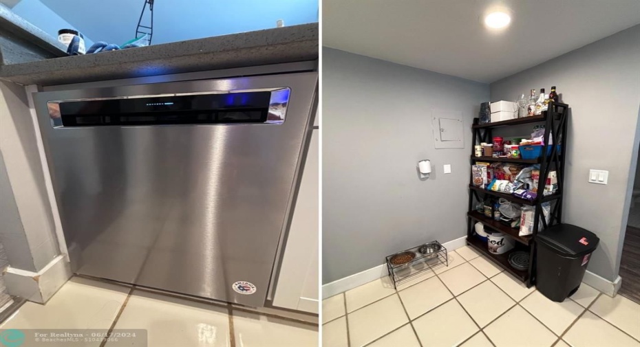 New dishwasher - open kitchen - neutral tile