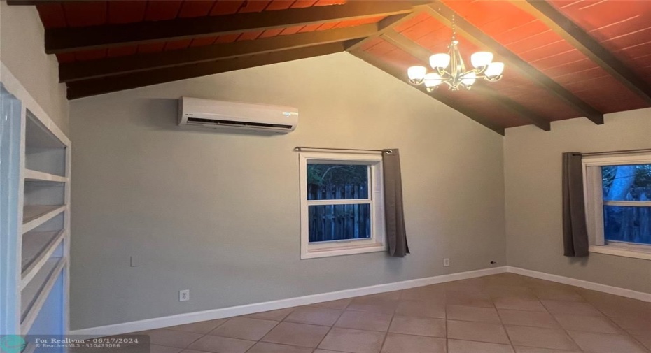 HIGH vaulted ceiling in cottage.