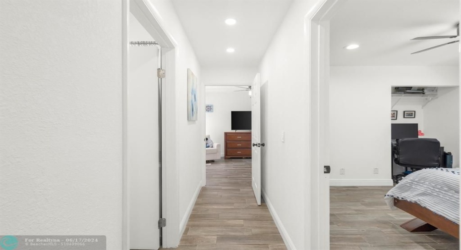 Hallway to Split Floorplan Bedrooms